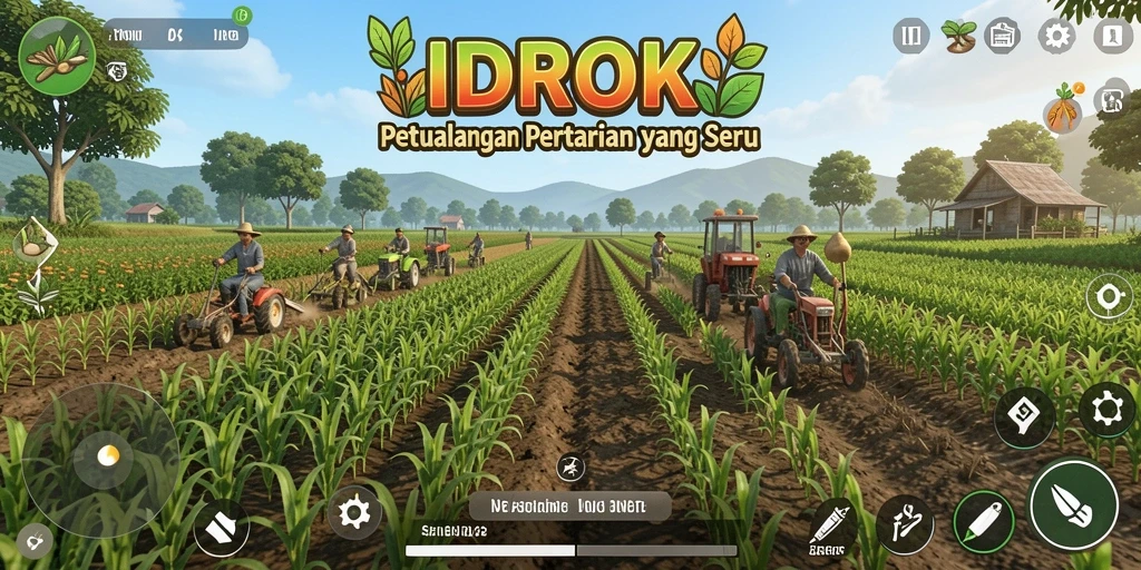Gameplay seru di IDROK yang menampilkan pertanian dan hewan.