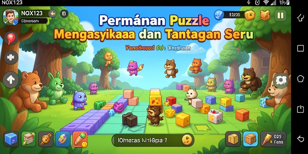 Tangkapan layar utama <strong>NOX123</strong> menampilkan gameplay Puzzle yang seru dan menantang.