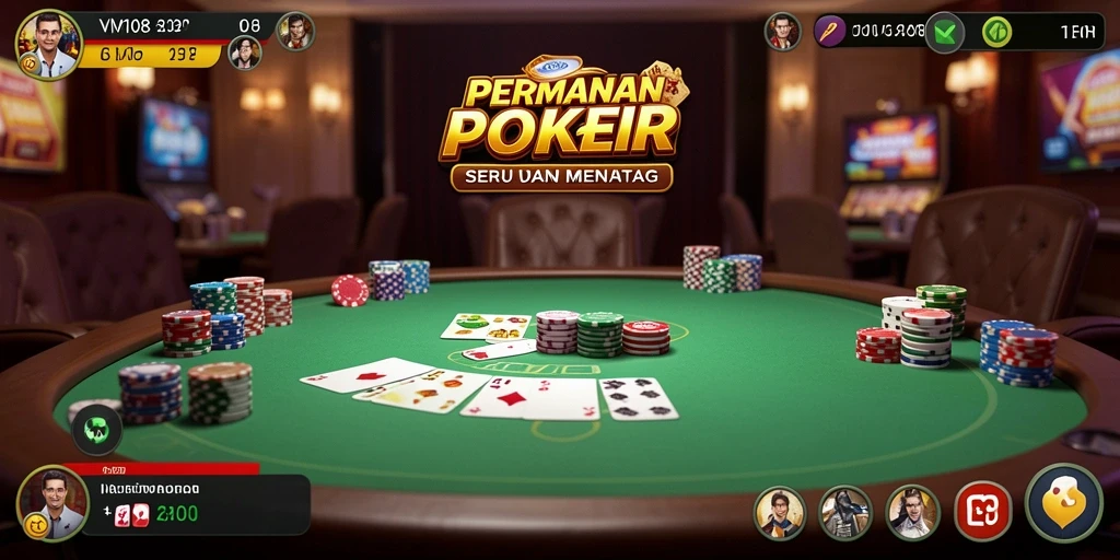 Tampilan gameplay poker yang seru dan mendebarkan di VM108.